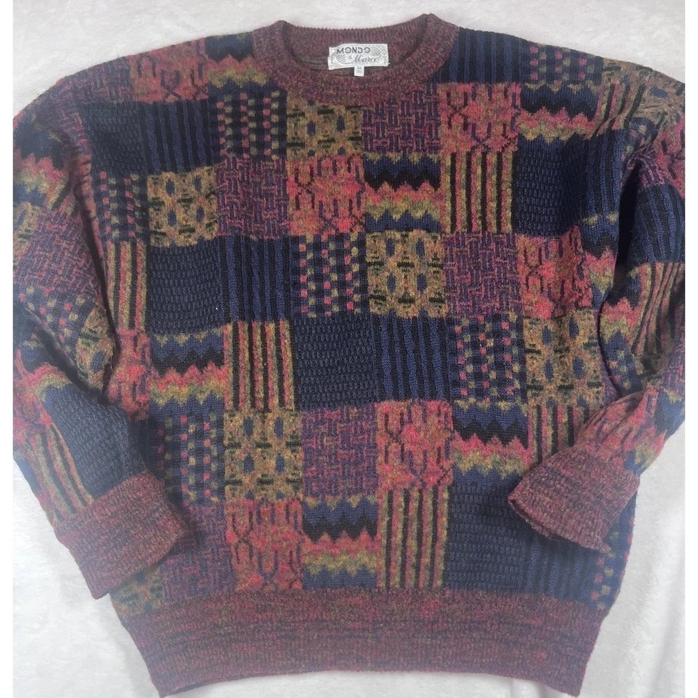 Mondo Di Marco Sweater‎ Unisex Medium Multicolor Geometric Knit Pullover Italy